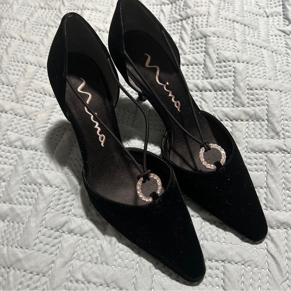 Nina Heels Women’s 7 Black Bridal/ Prom 2.5” Heel